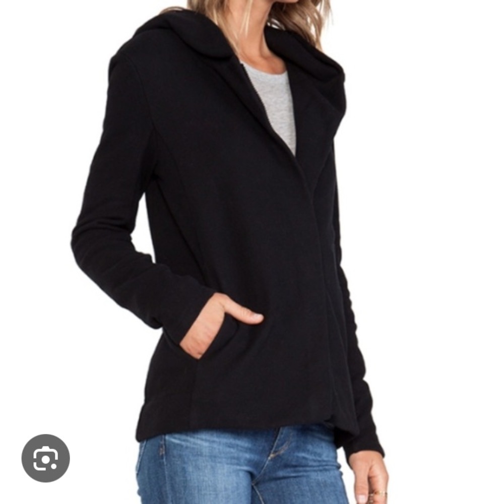 JAMES PERSE EUC BLACK HOODED FLEECE JACKET